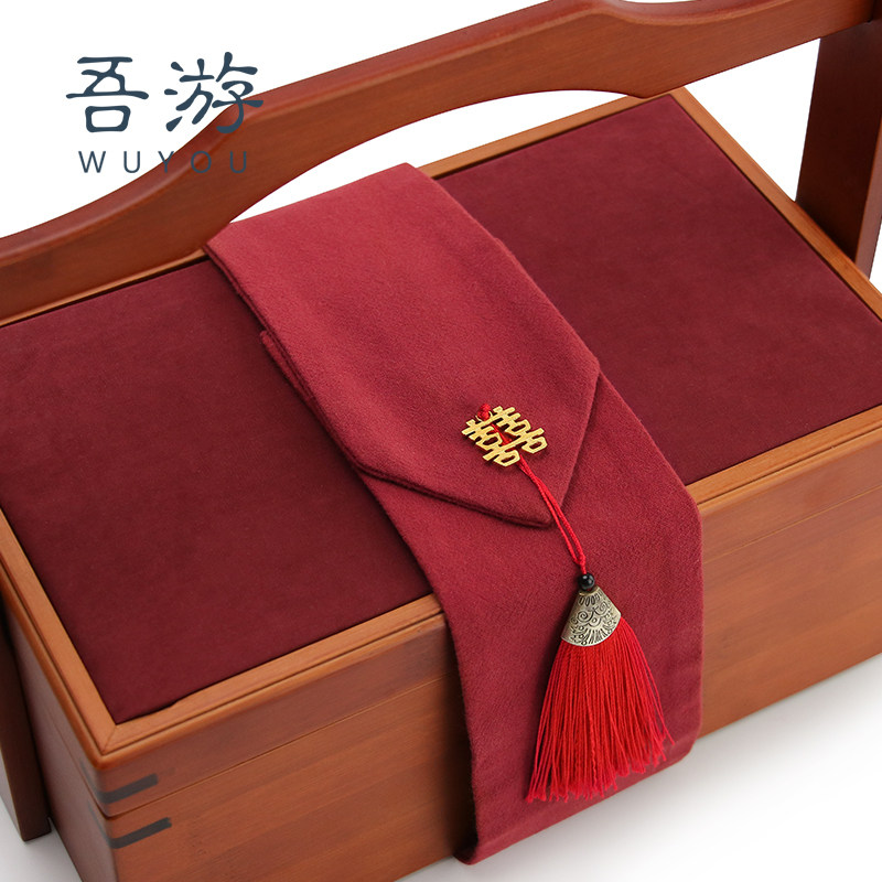 吾游结婚礼金箱陪嫁收纳高喜庆彩值中式订婚用品箱箱礼盒竹箱颜