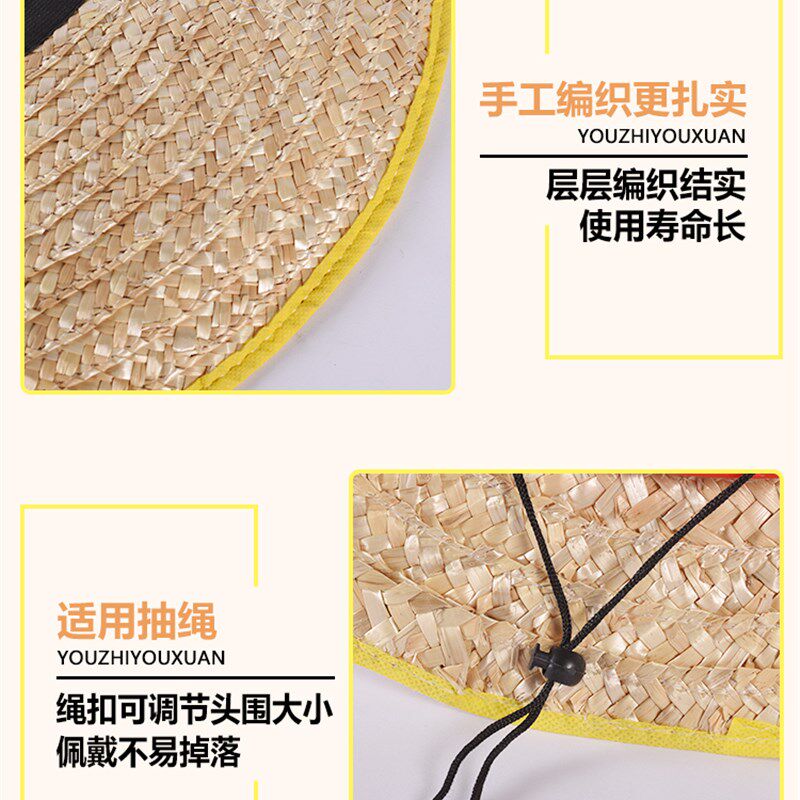 安全帽防晒遮阳大帽檐折叠草帽工作帽带风扇充电帽子加大男款工地图片