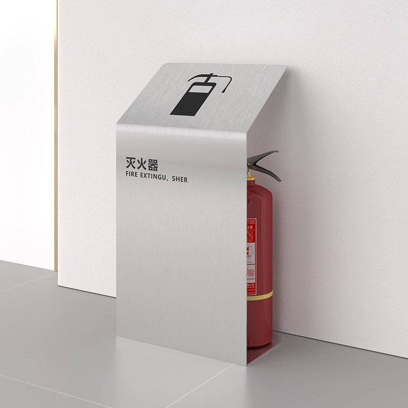 加厚不锈钢灭火器箱子酒店商场落地收纳专用箱消防器材放置架定制图片