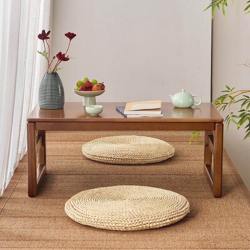 竹庭藤编飘窗桌子可折叠小茶几榻榻米炕桌床上学习书桌窗台矮茶桌
