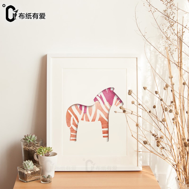 布纸有爱 达拉木马 客厅北欧装饰画民宿挂画卧室壁画床头小清新画
