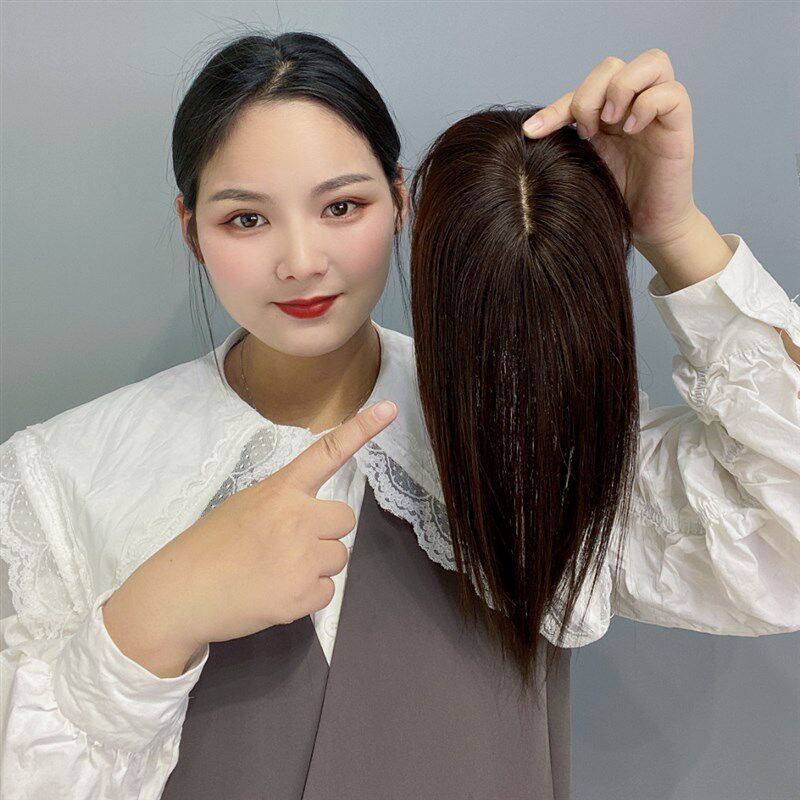 假发片女头顶刘海补发片自然真发蓬松增发量遮白发空气齐刘海假发