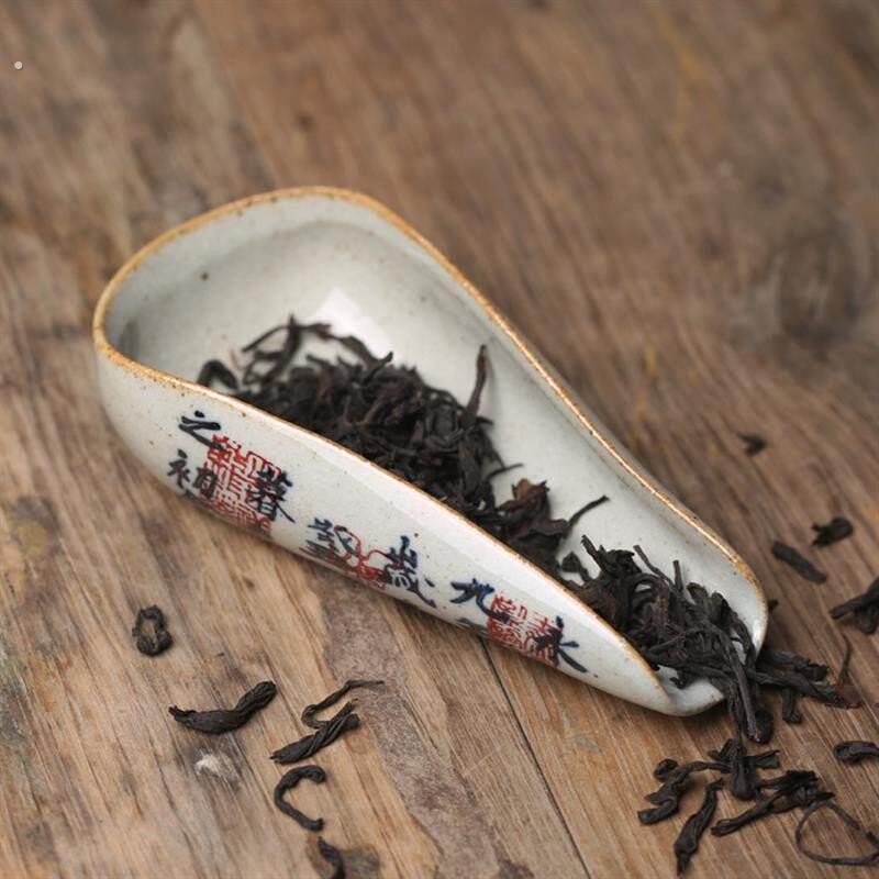 序粗陶印彩釉下彩复古茶则个性茶勺装茶陶瓷茶匙茶具配件倒茶