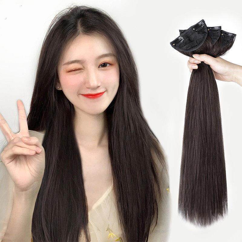 许昌假发片一片式女长假发片三片式 隐形痕接发片直发片高温丝