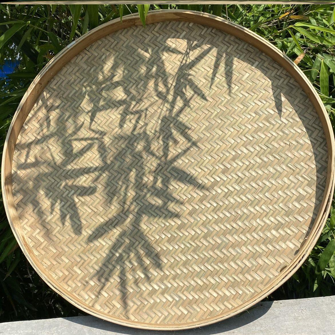 晒菜竹编竹制品竹青家用竹筛子圆簸箕装饰绘画舞蹈晾晒手工收纳筐