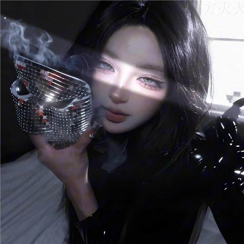 【假面女郎】赛博风覆面系镜面碎钻面具酒吧跳舞表演拍照出片道具
