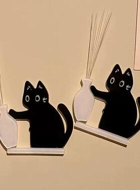可爱小猫推瓶子猫胡子磁吸式冰箱贴收集猫咪毛发胡子收纳摆件礼物
