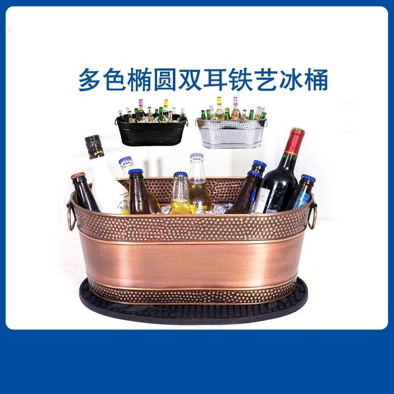 红酒香槟大冰块桶镀锌铁皮冰桶酒吧商用盆高颜值家用冰酒网红冰桶图片