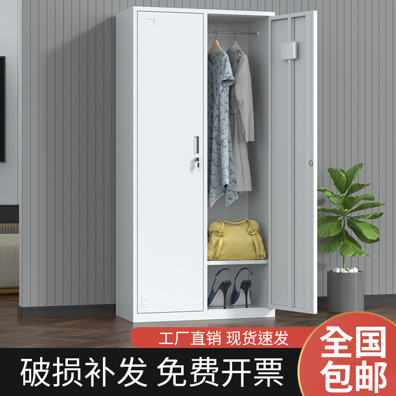 钢制二门更衣柜家用带锁储存物柜2门工厂员工换衣柜铁皮卧室衣柜