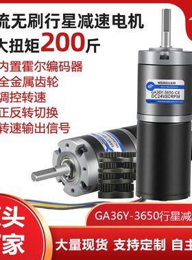 3650微型无刷直流减速电机12v24v行星齿轮大扭力马达低速小型电机