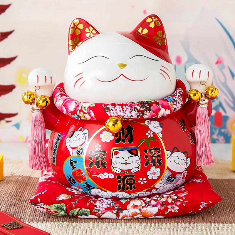 客厅酒柜电视柜陶瓷招财猫存钱罐摆件门店收银台家居开业创意礼品