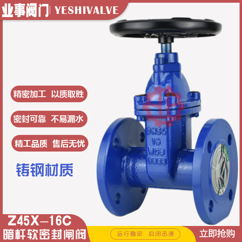 上海良工沪工精工标一阀门Z45X-16C消防自来水铸钢暗杆软密封闸阀