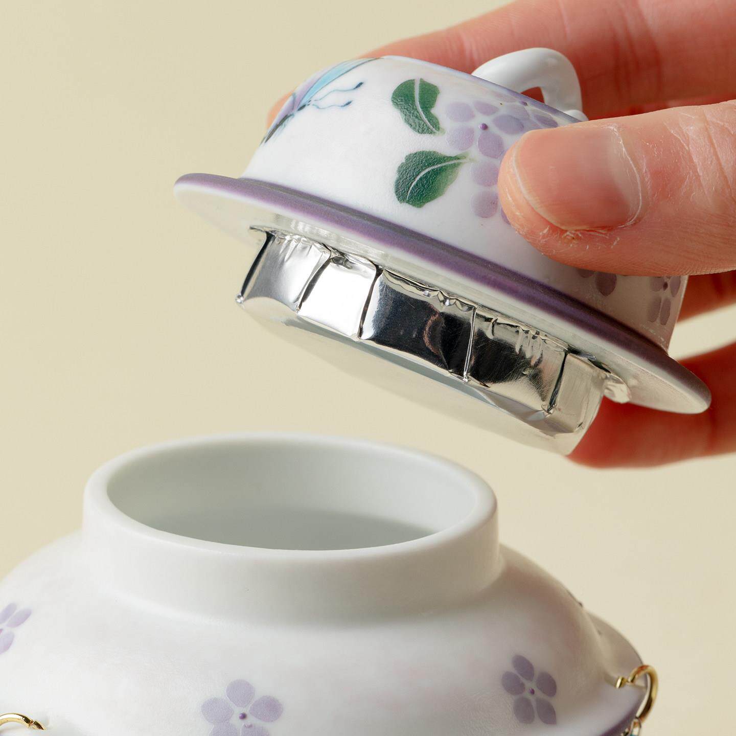 里作精致手绘绣球家花fw77qGGA蝶瓷茶叶颜罐高值手陶工小茶仓用茶