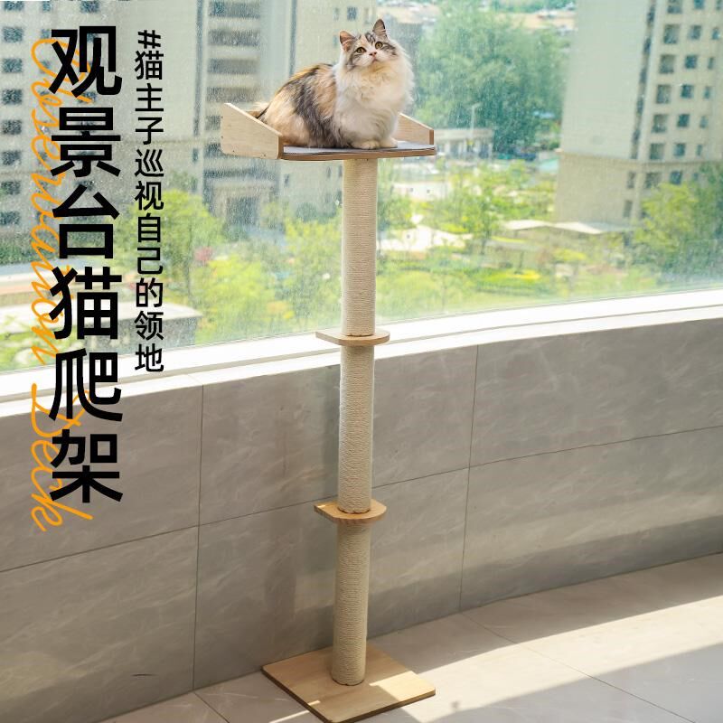 猫爬架剑麻猫抓板猫窝猫树一体靠墙壁式不占地小猫跳台实木通天柱