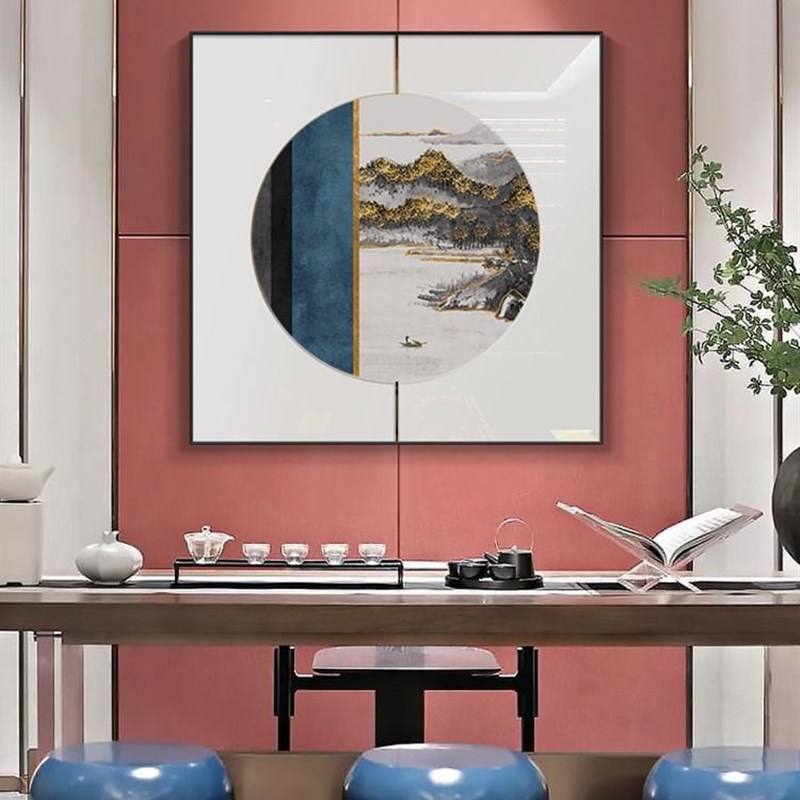 网红新中式客厅装饰画正形合玄走廊茶室壁室画方卧书房禅意组画挂
