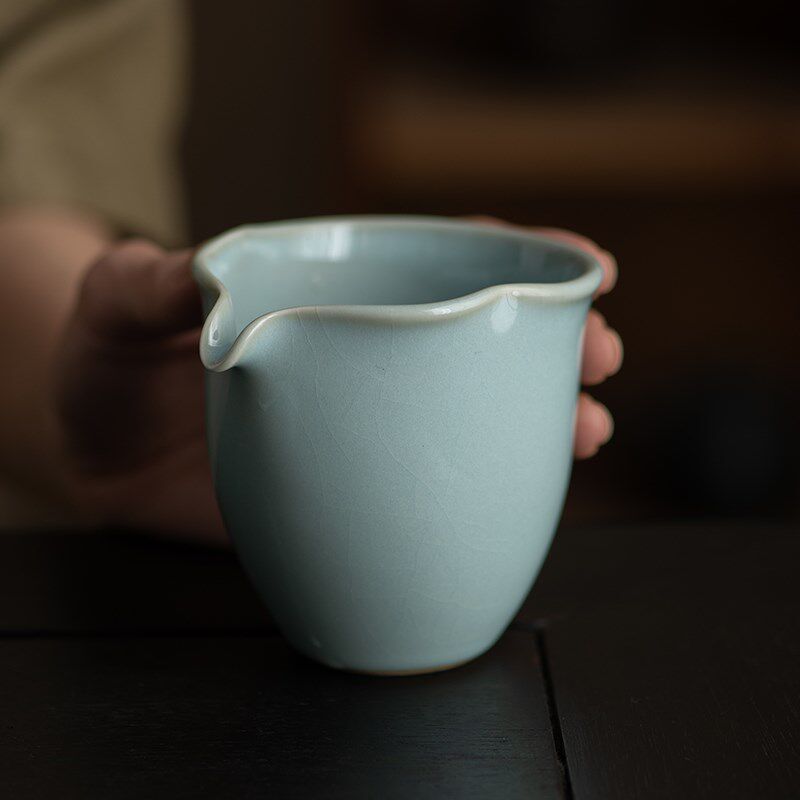 廷怀窑汝瓷泡茶茶漏一体茶滤陶瓷天青汝窑公道杯高端大容量分茶器