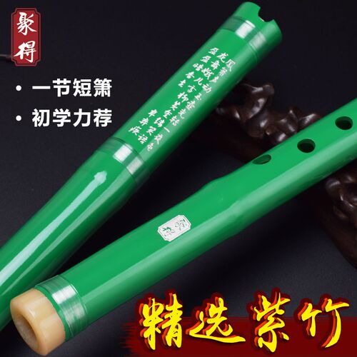 紫竹一节绿色古风短洞箫初学成人入门零基础潇F高档八孔G调乐器