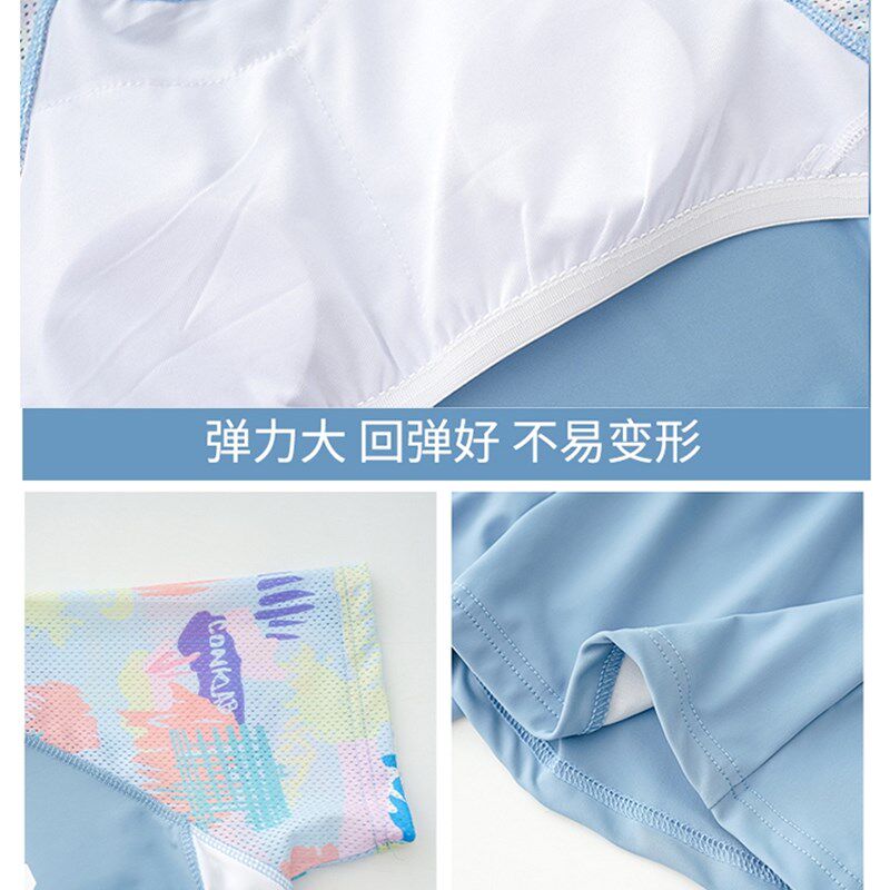 胖女童泳装儿童夏季加肥加大码分体式中大童温泉泳衣裙式短裤套装