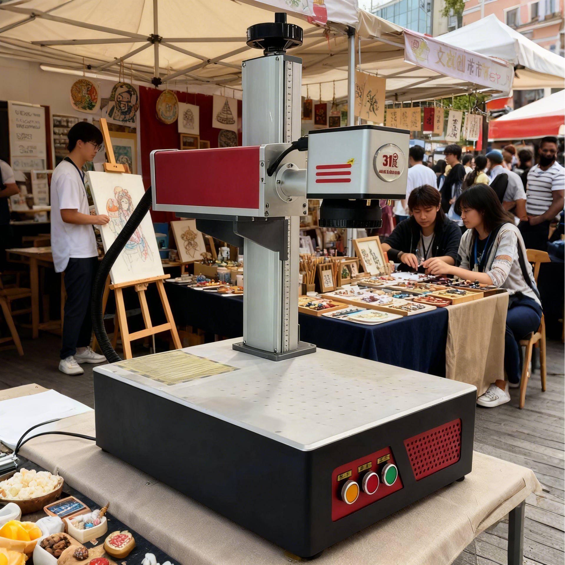 31度光学深雕机创业摆摊树叶画石头塑料铅笔激光雕刻机