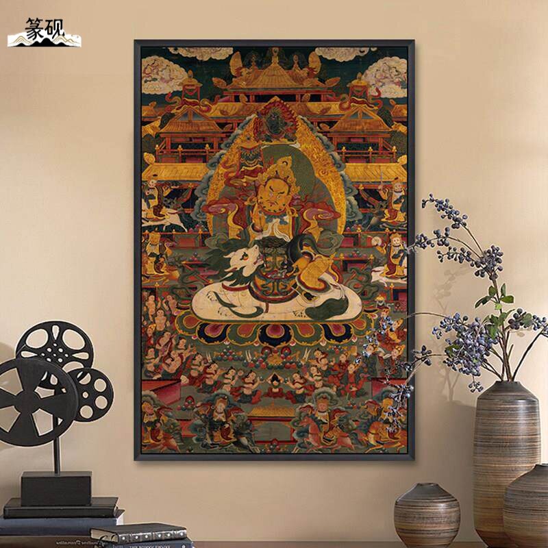 唐卡装饰画挂画八方财神画像观音释迦牟尼佛佛像文殊普萨玄关客厅