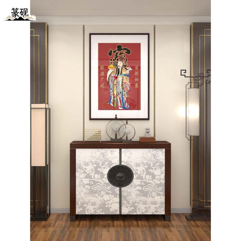 财神爷画像挂画年货招财进宝新中式客厅装饰画年画入户玄关壁画