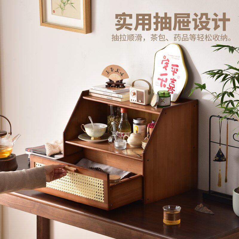 桌面茶具置物架小型茶杯博古架茶叶展示柜杯架收纳盒茶桌茶柜架子
