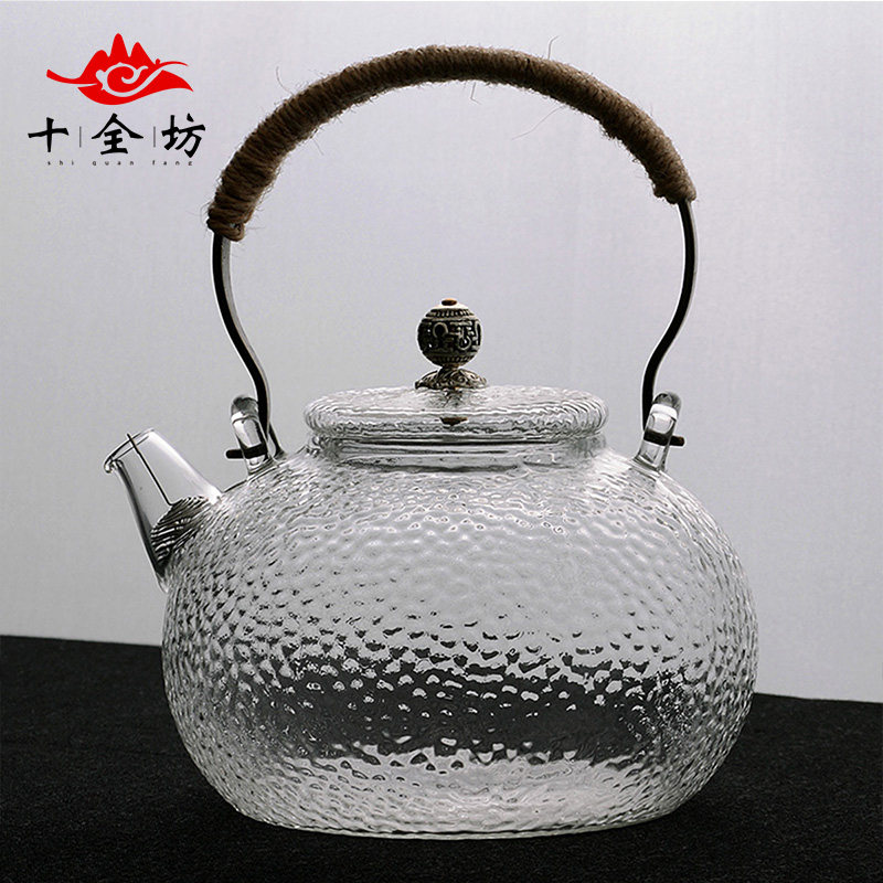 锤纹耐热玻璃煮茶壶过滤泡茶壶提梁壶茶水分离加热功夫茶具家用