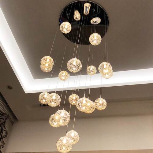 楼梯间吊灯客厅复式楼大吊灯挑高跃层中空loft公寓楼梯灯长吊灯