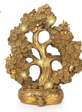天御阁纯铜摇钱树摆件大号招财发财树工艺品客厅店铺装饰开业礼品