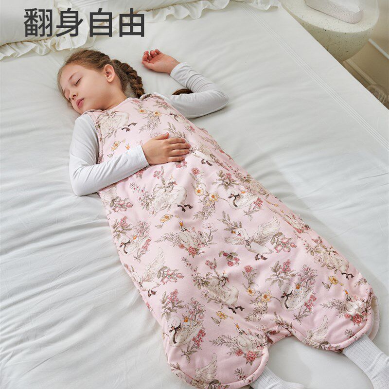 儿童羊毛背心恒温睡袋春秋冬季保暖中大童男女宝宝四季通用防踢被