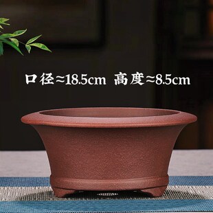 精品紫砂花盆小盆景盆多肉黑松盆栽盆云竹金弹子菖蒲紫砂透气圆盆