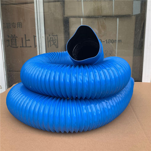 PVC吸尘管蓝色塑料橡胶伸缩软管通风管工业除尘波纹管100 150 200