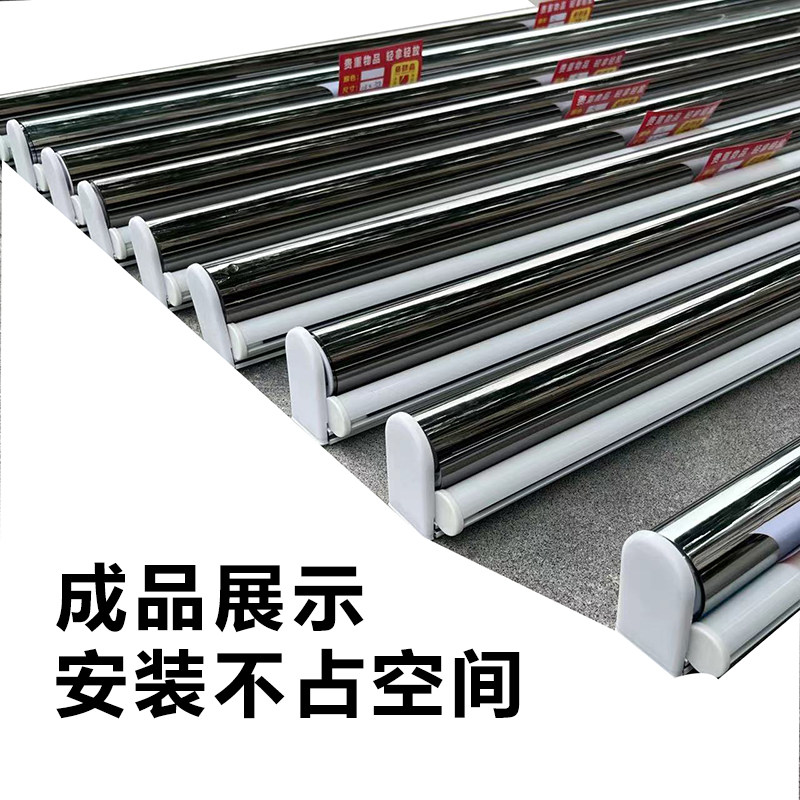 升降式免打孔隔热窗帘 阳台伸缩式遮阳帘适用办公室遮光膜 钛晶灰