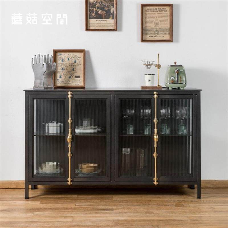 蘑菇空间+复古玻璃展柜北欧玄关柜储物柜收藏展示柜备餐柜外婆柜