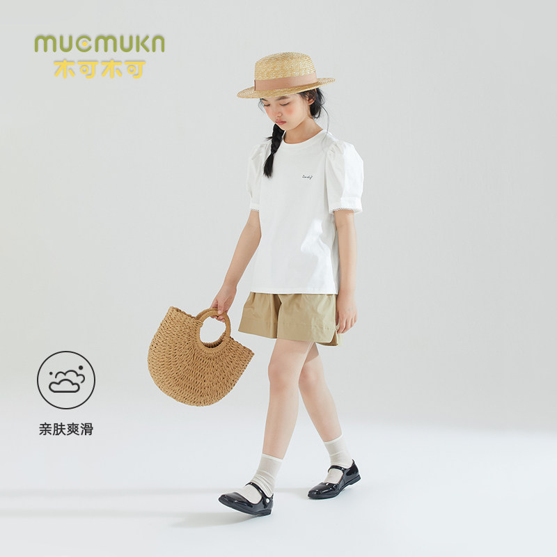 女童休闲短裤中大儿童宽松阔腿百褶五分裤夏季新品高腰百搭裤子