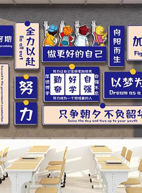 年新青高班级装饰文化墙贴教室布置初中励志G1945语标黑板报海报