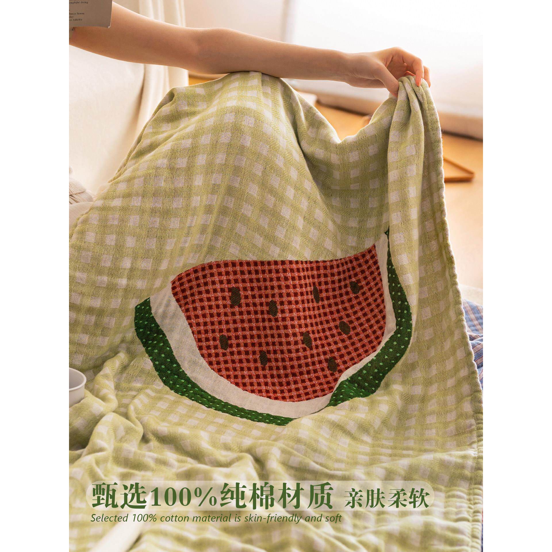 水果条格纯棉纱浴巾成人款全棉大毛女巾新洗布澡裹巾家RGU用吸水
