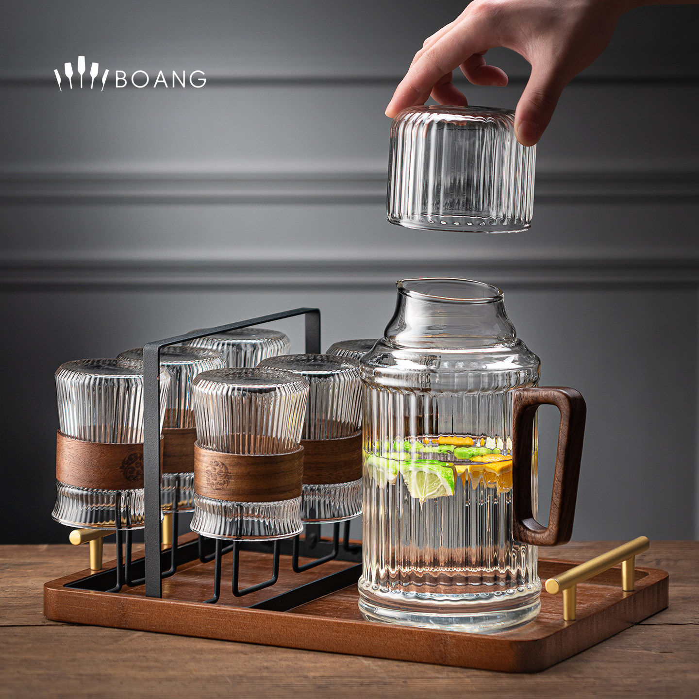BOANG新中式轻奢玻璃茶具套装 高档客厅待客水壶水杯组合装
