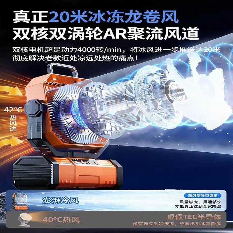 户外露营摆JQ-F81摊充电扇器超长电续航帐篷制冷空调桌面降温神便
