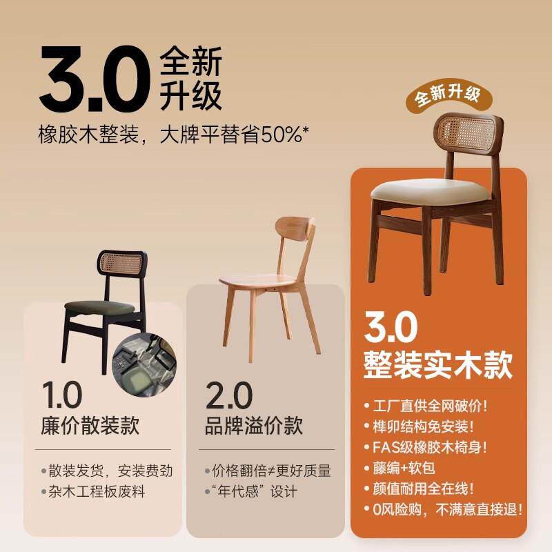 实餐家木餐桌椅2025新款椅子靠背椅餐用凳简约现椅代饭厅N860CN05