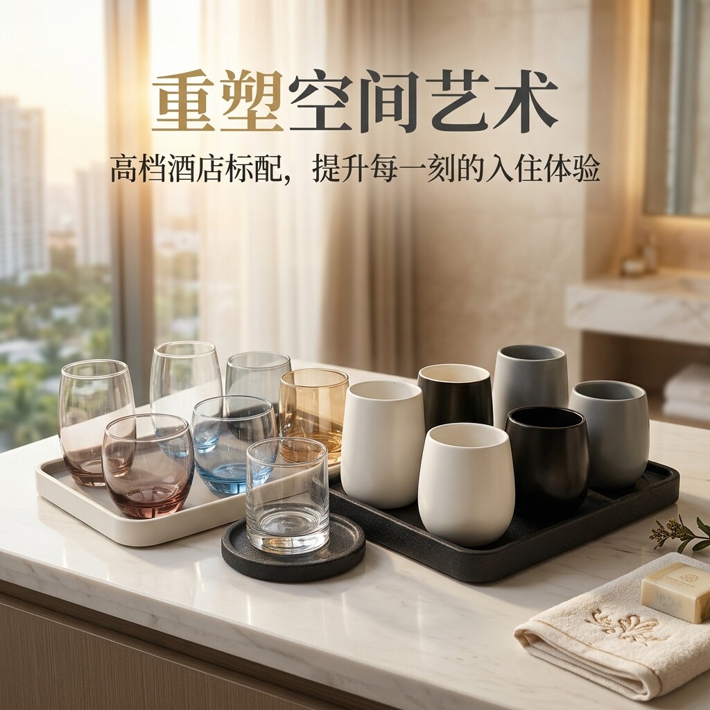 便携简约多色玻璃漱口杯套装