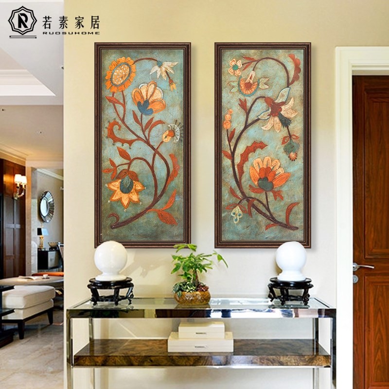 网红入门美式装饰画 欧式玄关入户壁画 过道走廊墙面简美餐厅竖版