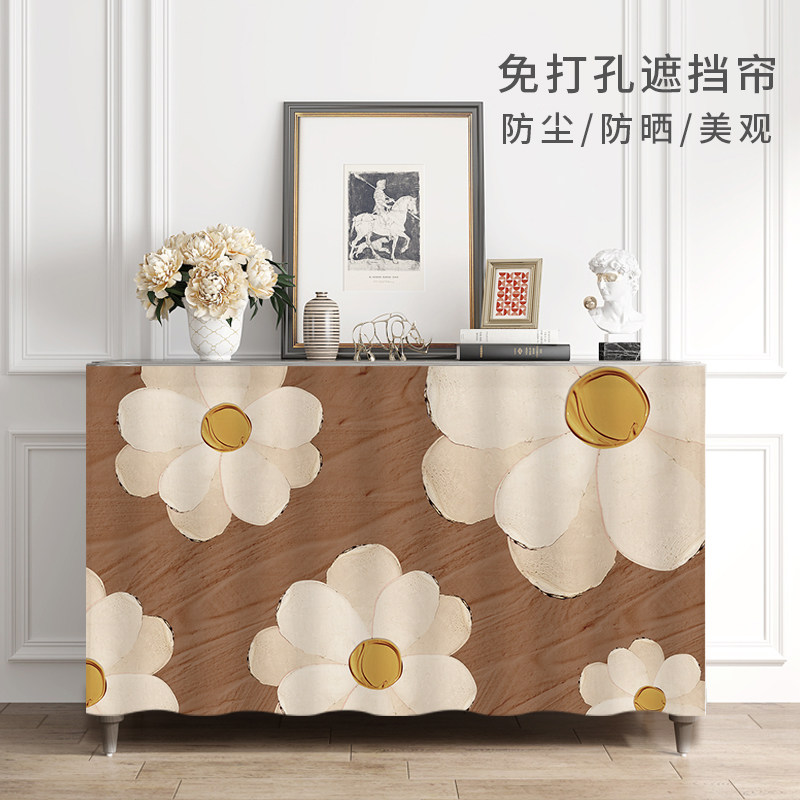 美式简约柜子帘遮挡帘布艺隔断门帘遮丑帘橱柜帘防尘帘定制免打孔图片