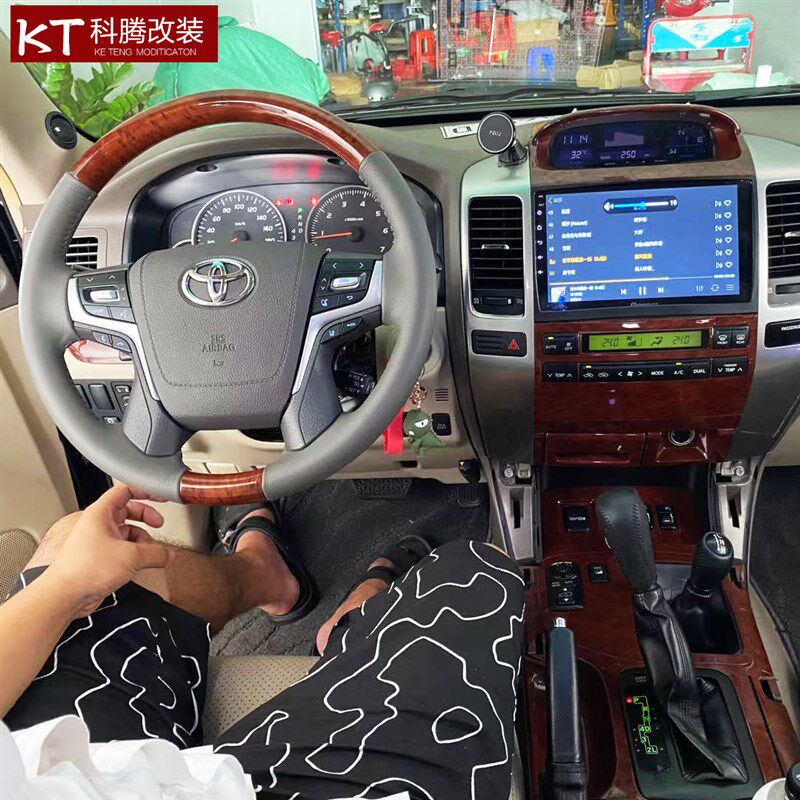 03-09年普拉多改装新款多功能桃木方向盘 LC120霸道专用定速巡航