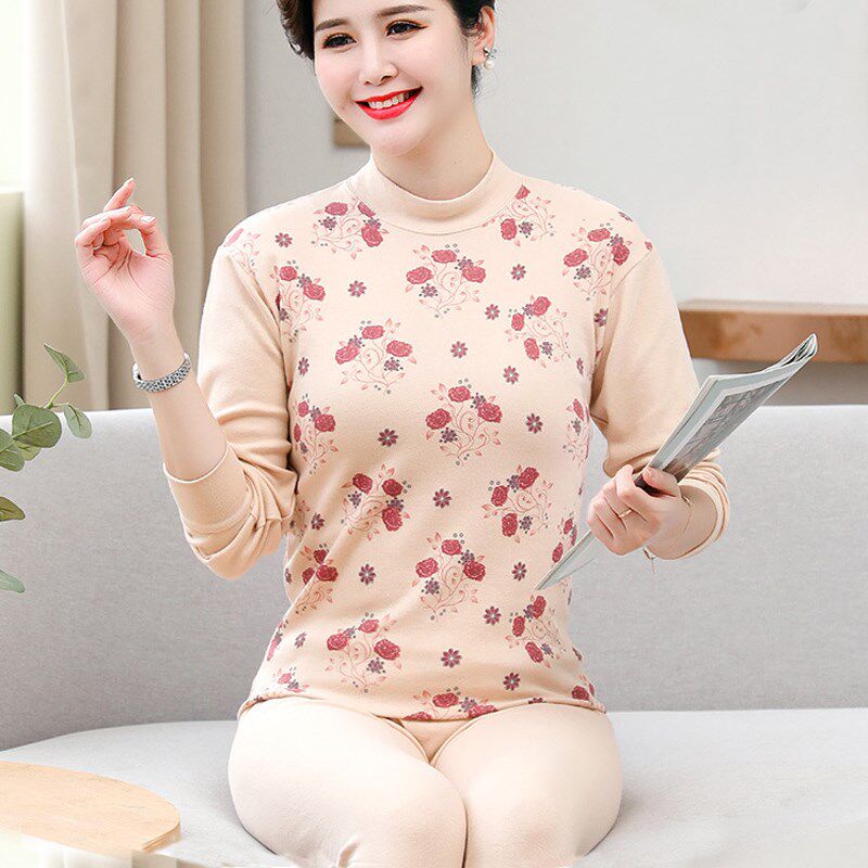 反击特惠中老年秋衣女妈妈奶奶纯棉秋衣秋裤大码棉毛衫线衣棉内衣