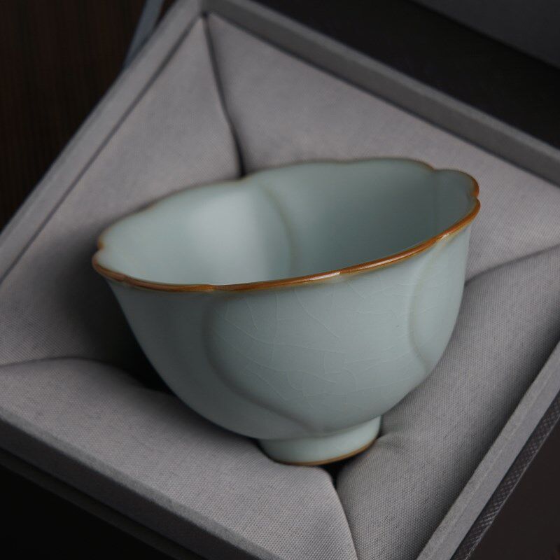 汝窑茶杯主人杯景德镇单杯原矿手工陶瓷仿古品茗杯天青汝瓷水云杯