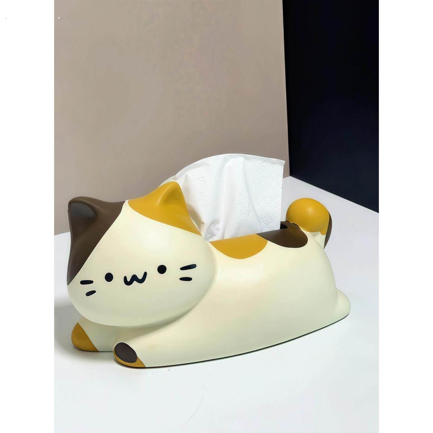 创意猫咪纸巾盒陶瓷卫生纸盒客厅可爱纸巾收纳盒桌面摆件2025新款