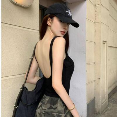 SUCVENT美式辣妹露背吊带女u型外穿美背文胸一体内搭胸垫上衣通勤