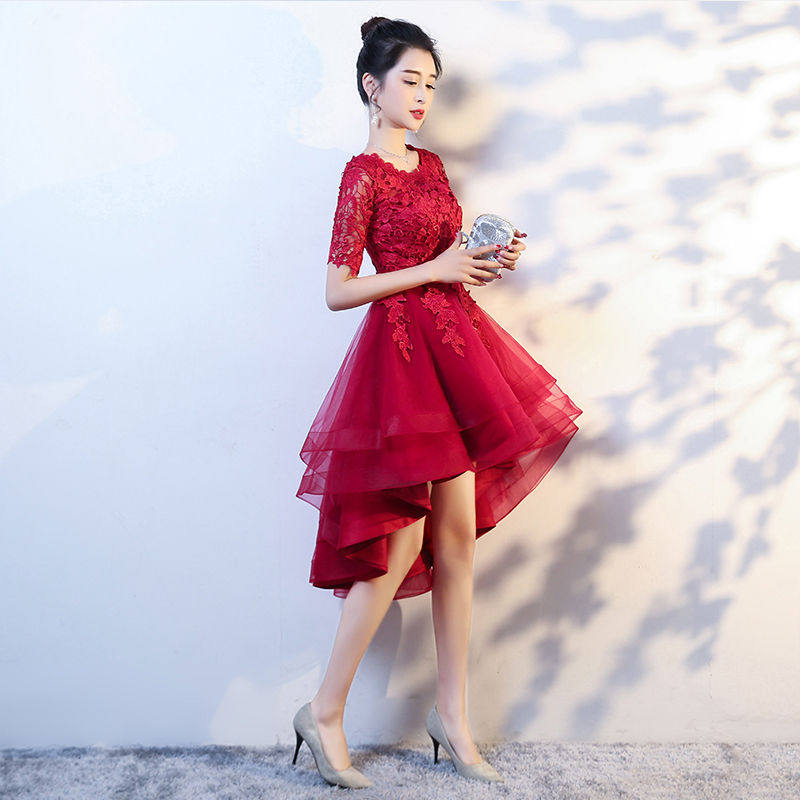 小个子晚礼服裙女学生新娘夏季表演演出宴会端庄大气优雅连衣裙女