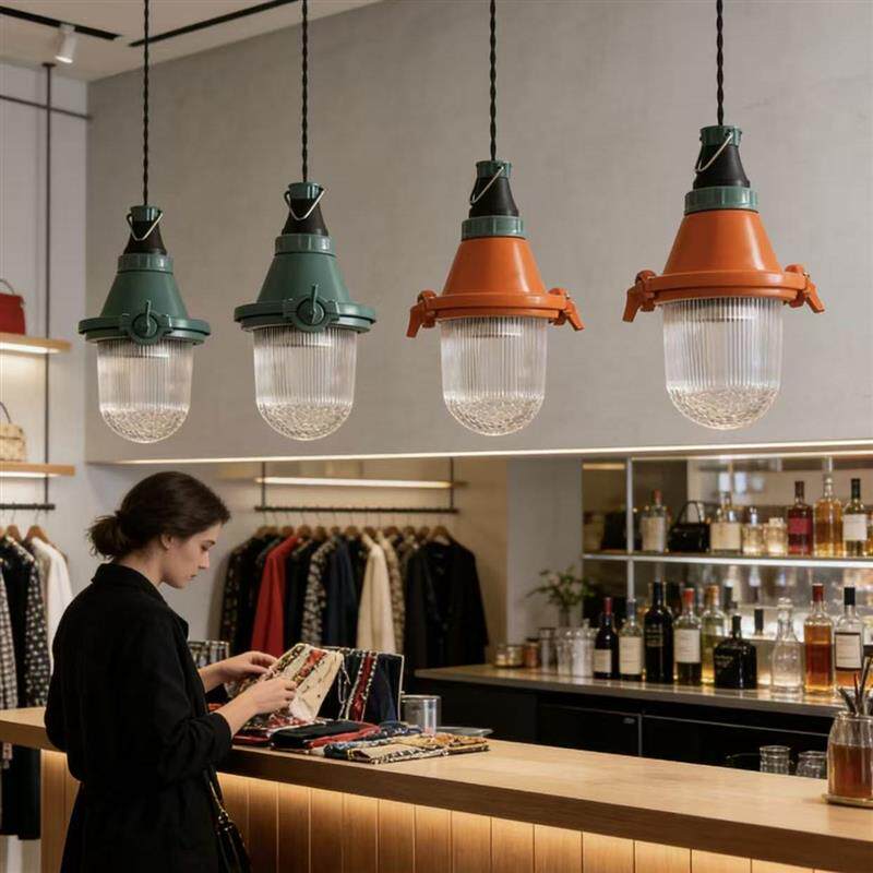 wuone灵光逸创复古工业风格铝材玻璃吊灯咖啡厅餐厅酒吧老式灯具